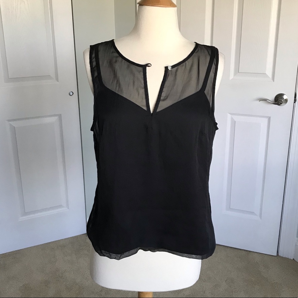 White House Black Market Black Sheer Blouse